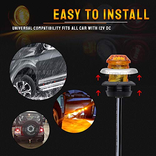 Meerkatt (Pack Of 100 3/4 Inch Round Mini 3 Led Side Marker Amber Lights With Stainless Chrome Bezel Sealed Trailer Pickup Truck Lorry 12V Dc Waterproof #TOP5