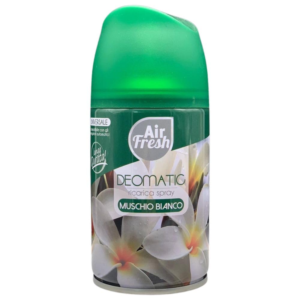 12X Deomatic, Ricarica Spray Compatibile con gli Erogatori Automatici, Ideato per Donare ai Tuoi Ambienti un Piacevole Profumo, 250ml, Disponibile in Diverse Fragranze (Muschio Bianco)