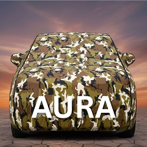 Image of Premium Jungle Series 100% Waterproof Car Body Cover for Aura Cover (All Models) with Mirror Pockets | Triple Stitched, Elastic, Custom Fit, Heat Resistant, Anti-Dust, All-Weather Cover