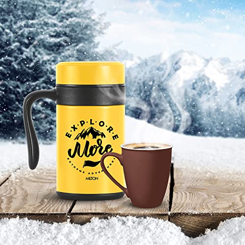 Image of MILTON Cosmic 500 Thermosteel Mug, 440 ml, Yellow | Stainless Steel Strainer | Hot & Cold | Vacuum Insulated | Rust Proof | Leak Proof | Tea | Coffee | Mug