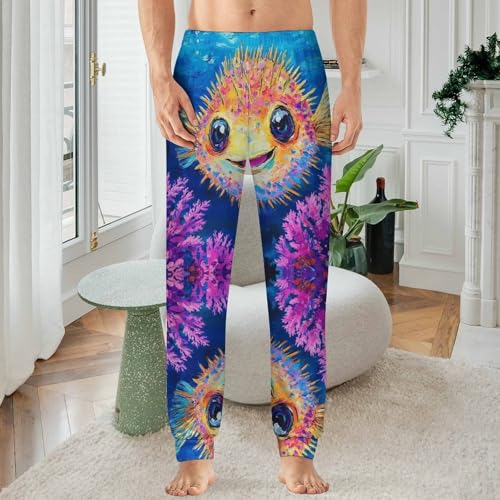Funny Puffer Fish Men's Pajama Bottoms Sleep Lounge Soft Comfy Pants Sleepwear2