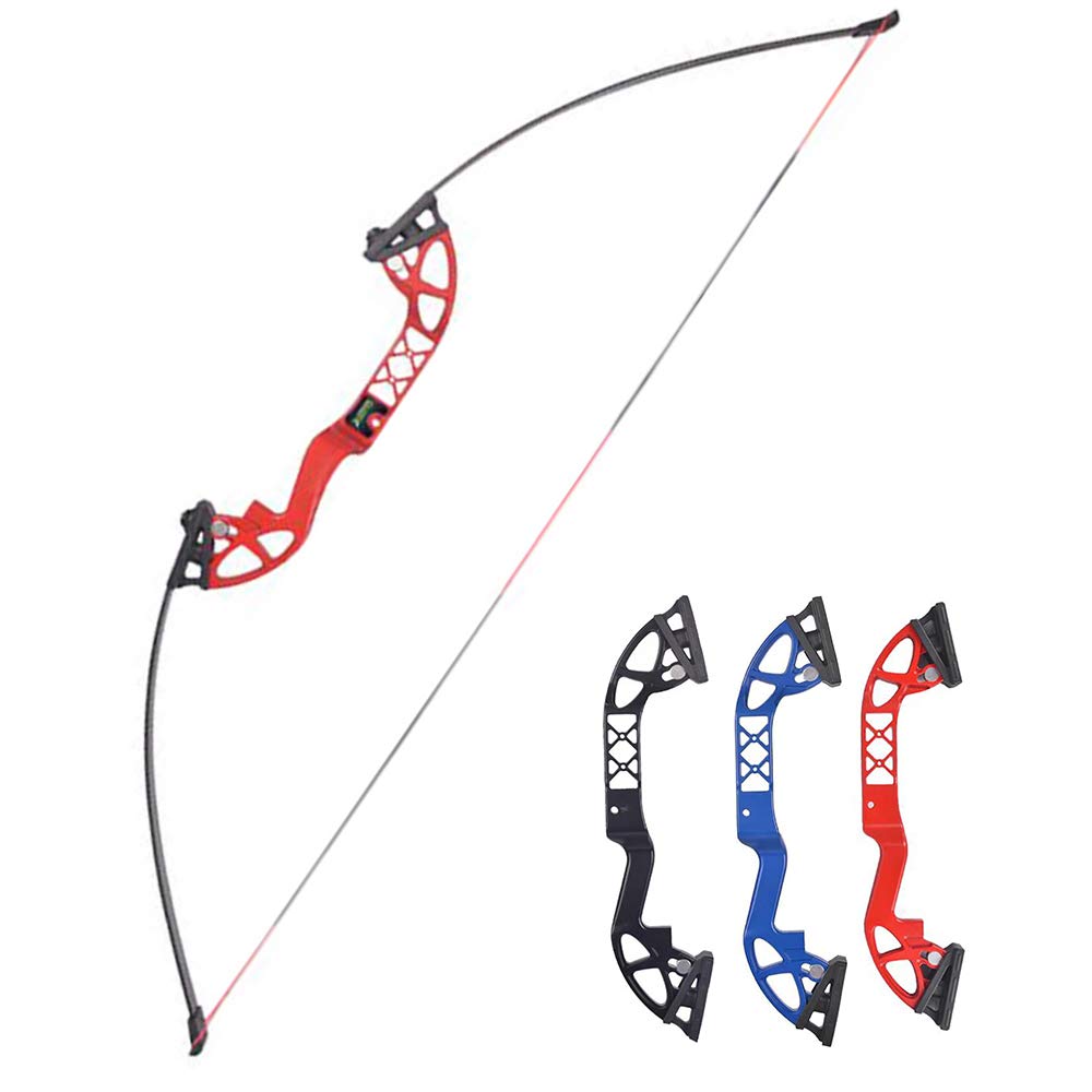 Tiro con L'Arco 52" Takedown Arco Ricurvo 30lbs 40lbs Arco Dritto Spina Dorsale 500 Frecce di Carbonio Arco Lungo Caccia all'aperto Mano Destra (Rosso, 30lbs)