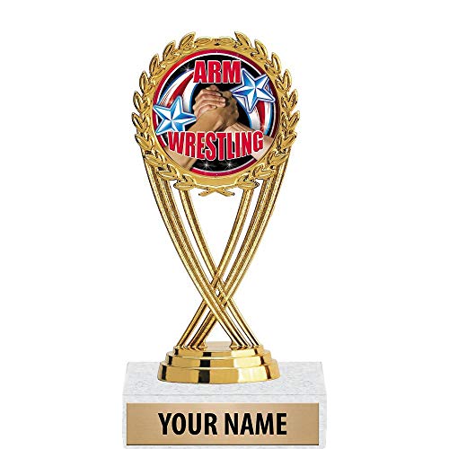Crown Awards 5.5" Gold Arm Wrestling Trophies, Custom Olympia Arm Wrestling Trophy Award Prime