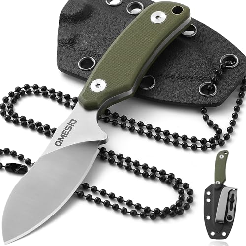 Omesio Neck Knife, Full Tang EDC Knife Necklace for Men, 5.82