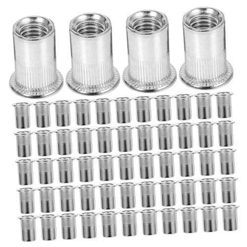 PRETYZOOM 50pcs Rivet Nut Stainless Nuts Insert Drywall Thread Steel Silver