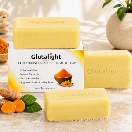 Image of Glutalight Glutathione Lakadong Turmeric Soap - Korean Skincare, Pack of 3