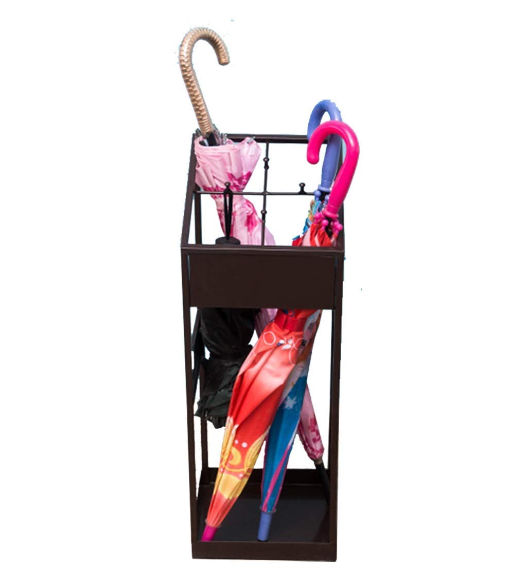 Porte-parapluie haut de gamme en fer forgé bronze avec bac intégré