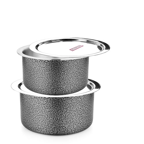 Image of Cosmic Black Hard Anodised Induction Base & Stove Friendly Cookware Tope /Bhagona /Patila /Handi Utensil for Kitchen Cooking (Tope with Lid, 3L+4L Cookware Sets)