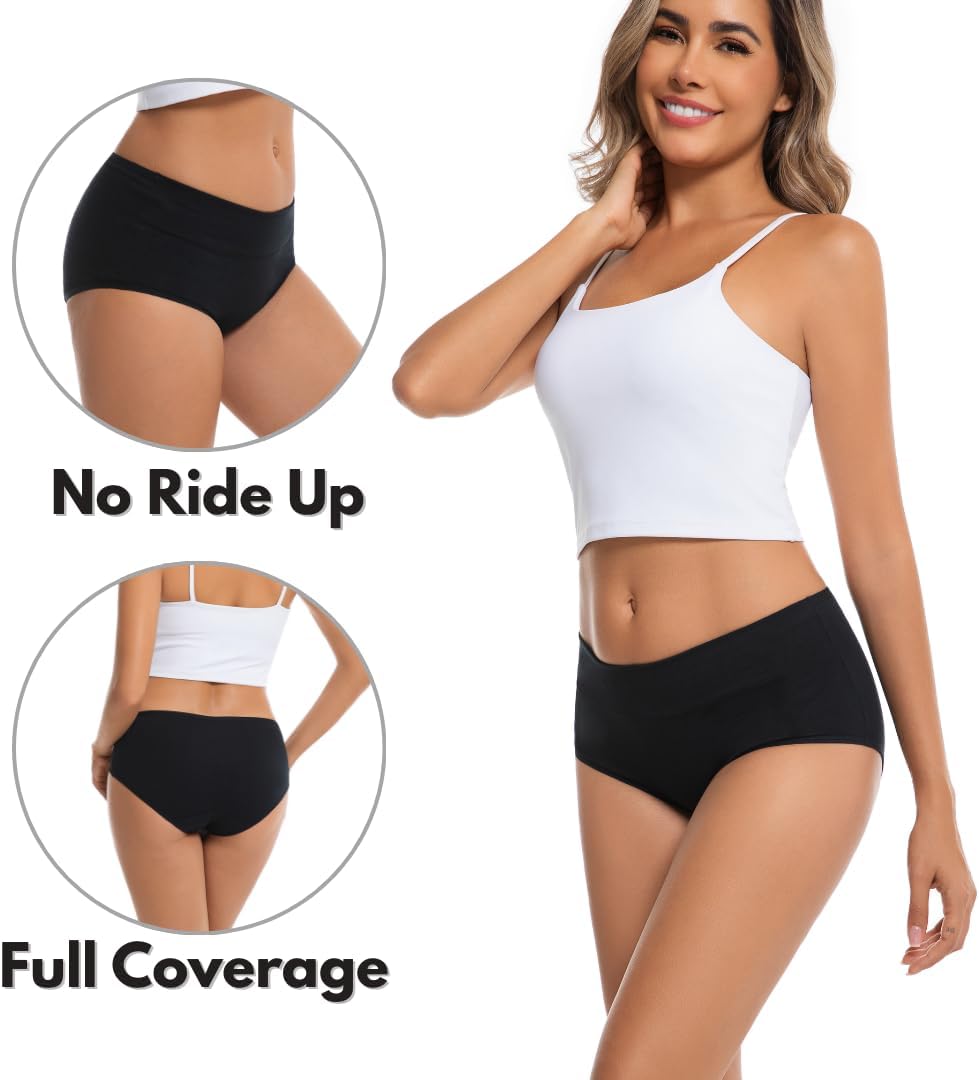 Women's Cotton Underwear Mid Waisted Brief Style Underpant (4 Pack) - Image 2