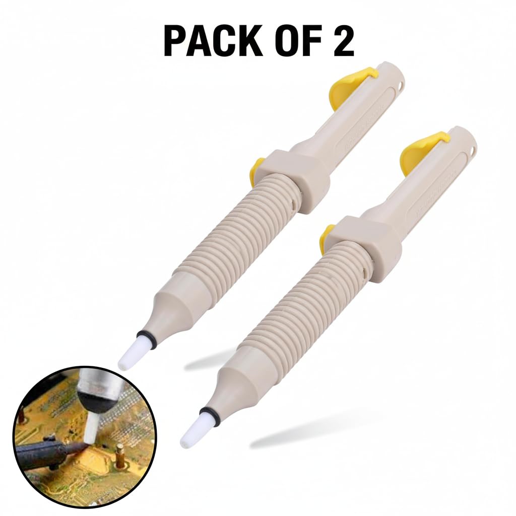 MX Desoldering Pump Manual Solder Sucker Tool for Removing Excess Solder During PCB Repair, DIY Electronics Maintenance and Circuit Board Work, Reusable Hand Tool Pack of 2