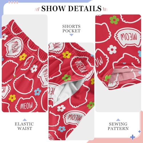 Cat Meow Kitten Cartoon Boys Pants for Kids Jogger Pants with Pockets S-XL4