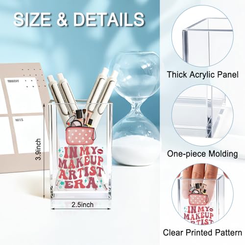 Image of In My Makeup Artist Era Acrylic Cosmetic Holder, Funny Makeup Brush Holder Gifts for Cosmetologist Women Girls, Bathroom Vanity Storage for Make up Brushes, Vanity Desk Accessories