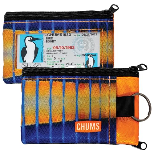 Image of Chums Surfshorts Wallet - Lightweight Slim Wallet with RFID Blocking Card & Clear ID Window - Zippered, Water Resistant w /Key Ring
