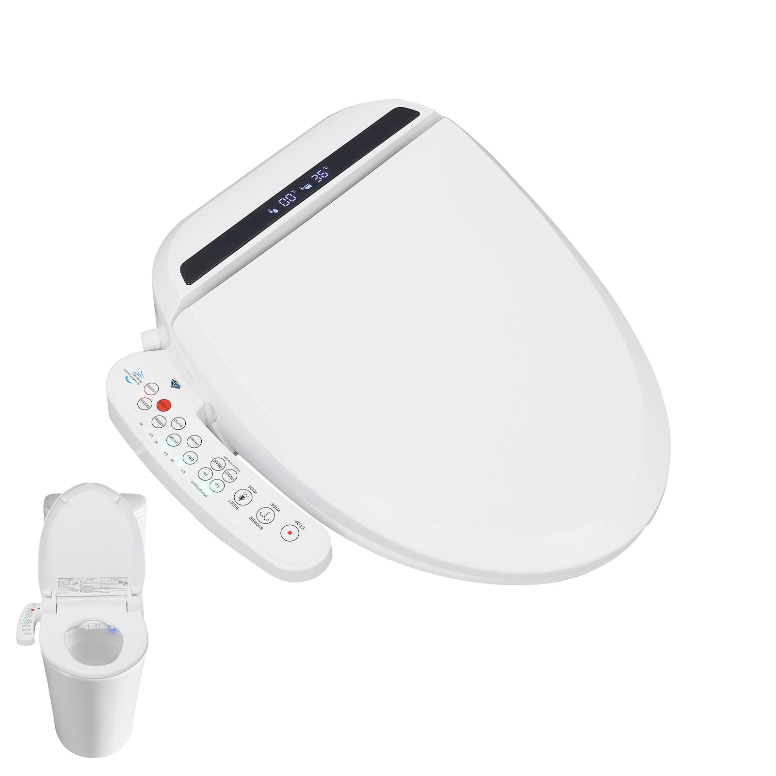 Inteligentna deska sedesowa z dyszą, elektroniczny bidet, regulowane ciśnienie wody, ciepłe suszenie powietrzem, ogrzewanie siedzenia, funkcja mycia, inteligentna toaleta