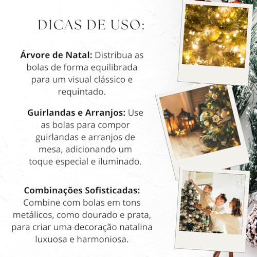 Bola de Natal 3cm Textura Champagne 15 unidades
