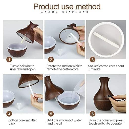 Image of Essential Oil Diffuser & Humidifier - Ultrasonic Cool Mist Aroma Diffuser with LED Light | Quiet Air Freshener for Home, Office, Spa, Yoga, Bedroom & Car (Wood Pot) Pack of 1