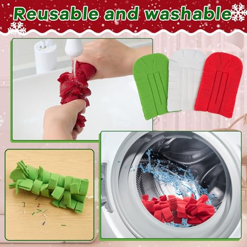 Image of Zubebe 12 Pcs Reusable Duster Refills Fleece,Red,White,Green | Soft Polyester Fiber Flat Duster Refill Multi Surface Washable Cleaning Pad Tools for Home, Blinds, Car, Pet, Furniture, Fans