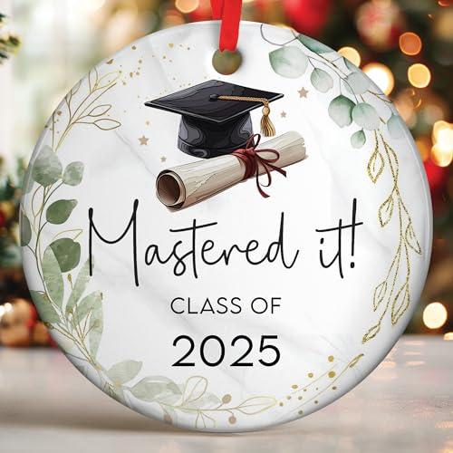 2025 Graduation Ornament - Premium Class of 2025 Ornament, Unique Masters Degree Gifts, Ideal Gifts for College Men, Stylish Christmas Keepsake, Distinguished College Graduation Ornaments