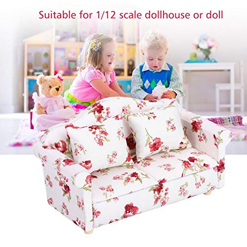 Puppenhausmöbel Sofa, Mini Möbel Sofa mit 1/12 Blumenmuster geeignet für Zubehör Fastening Parts für Puppenhäuser(#1) Fastening Hardware – Bild 8