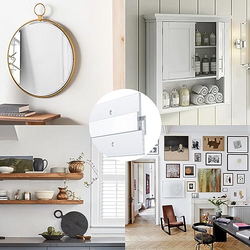 Image of 12'' French Cleat, French Cleat Hanger, Aluminum Z Clips for Hanging Pictures, Mirrors, Panels, Whiteboard, Shelf, Artwork ( Supports 80 lbs, 2 Pairs )