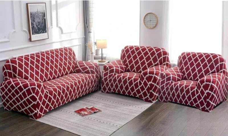 Image of HK Printed 5 Seater Sofa Cover Big Elasticity Cover Stretch Universal Sofa Slipcover 5 Seater (3 Seater Size 185-230cm and 1 Seater Size 90-145cm)