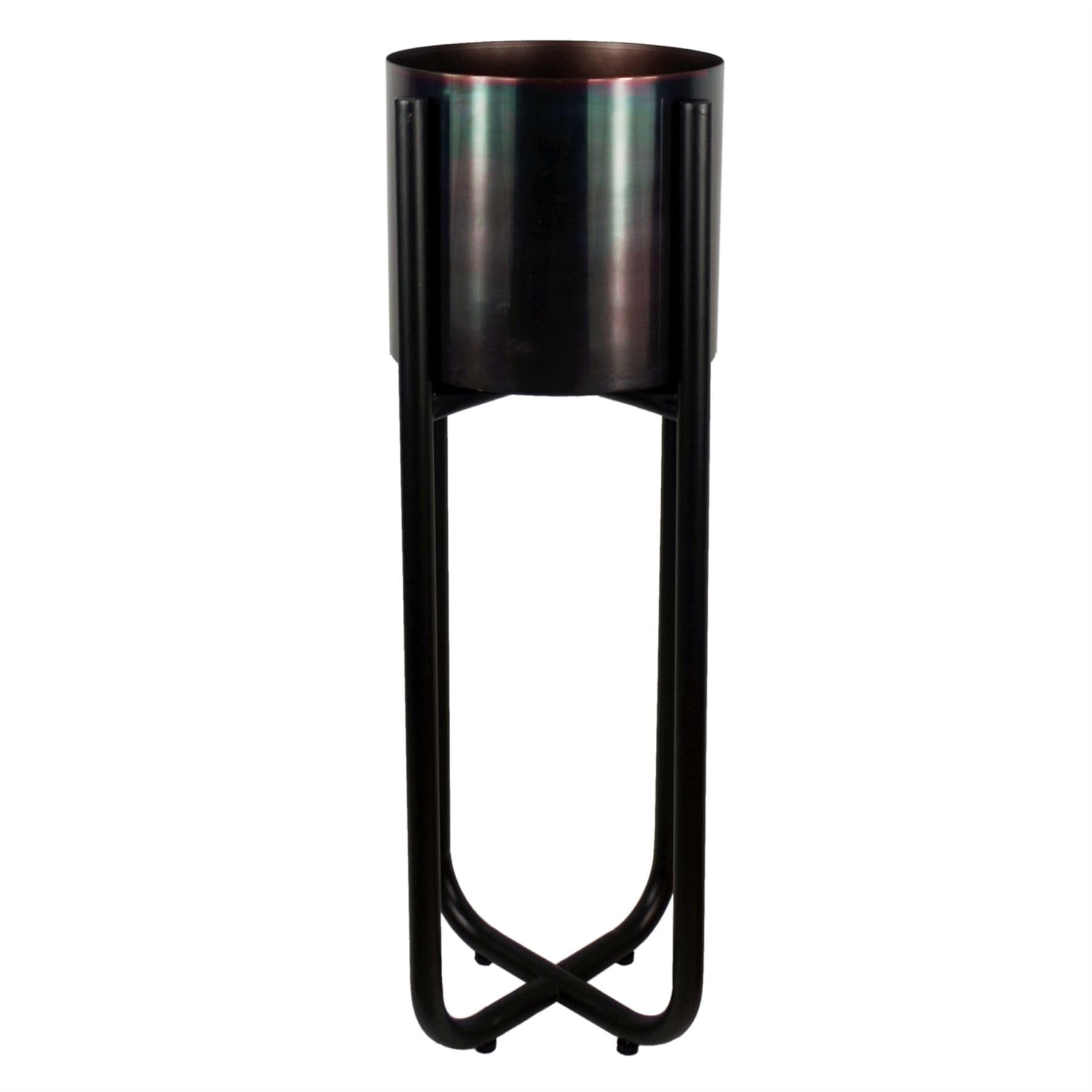 Leaf Metal Planter, Black, Rainbow, 62cm