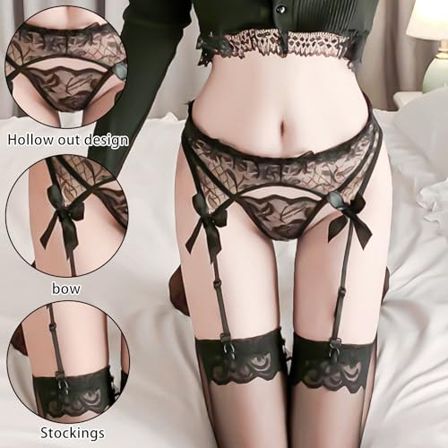 EKSMA-Liguero-Sexy-Transparente-para-Mujer-con-4-Clips-Ajustables-Ropa-Interior-de-Talla-Grande-para-Medias-de-Lenceria-Boda-Dia-de-San-Valentin-Navidad