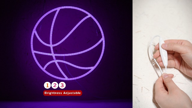 Image of Basketball Neon Sign Sport Led Basketball Light for Wall Decor Dimmable Sign Birthday Kids Christmas Gift Fans Sport Room Bedroom Decor for Boys