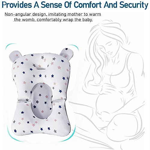 Image of Stars Style Infant Baby Bath Cushion Bathtub Support Shower Seat Bather Foam Floating Soft Bath Pillow Bathtub Insert Tray Non-Slip Portable Newborn Shower Bath Mat for Baby 0-12 Months
