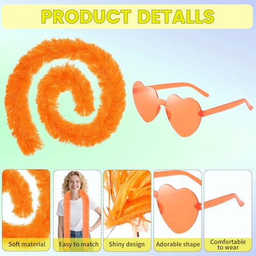 Image of 60Pcs /30Set 4.6ft Feather Boas and Heart Sunglasses