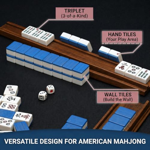 Juego de 4 Bandejas de Madera para Mahjong y Dominó miniatura 4
