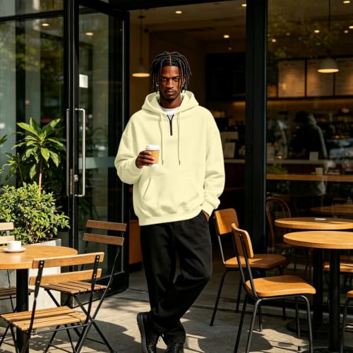 Hooded Sweatshirt Men Fleece Quarter Zip Pullover Hoodie Kangaroo Pocket - image 7