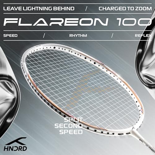Image of Hundred Flareon 100 Badminton Racket (Unstrung)| Carbon Fiber Frame | Speed Racket for Fast Swings | Flexible Shaft | Max Tension 30 lbs | Full Cover Included