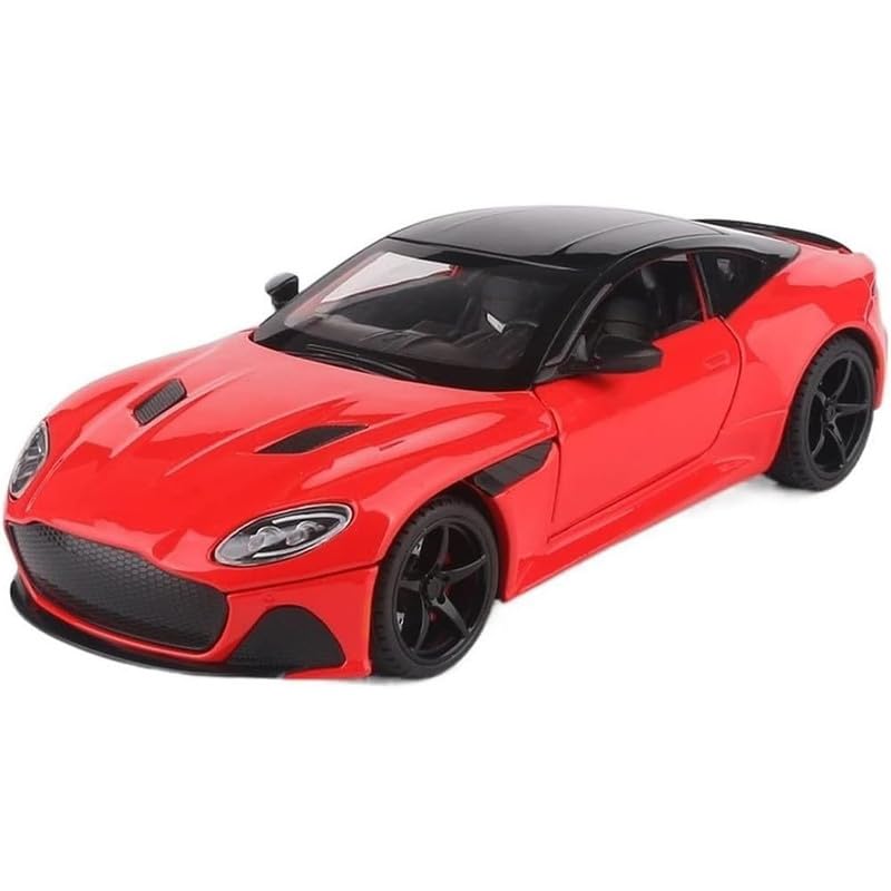 Image of Kids Model 1:24 Astorn Martin Die Cast Metal Car Pull Back Action Opening Doors with Realistic Engine Sound Lights Toy Car Gift for Boys - Red