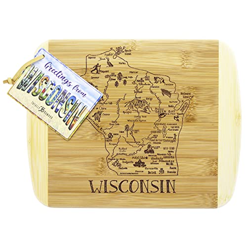 Image of Totally Bamboo A Slice of Life Wisconsin Engraved Map Cutting Board