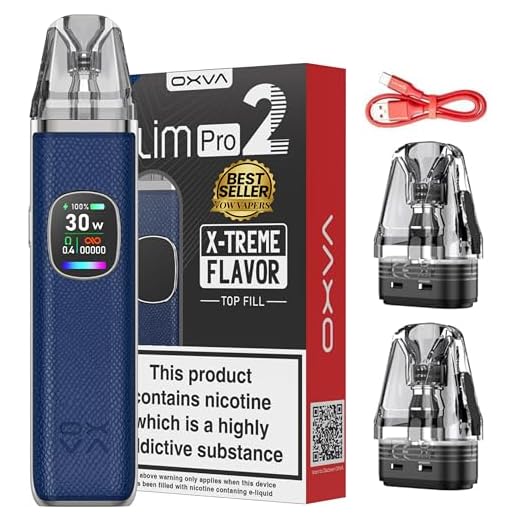 Oxva Xlim Pro 2 Pod Kit - No Nicotine Vape Kit, E-cigarette Upgraded Display 0.56-inch Ultra Hd, 1300mah Battery, 2ml Cartridge includes 0.6 ohm and 0.8 ohm pods- (Blue Python)