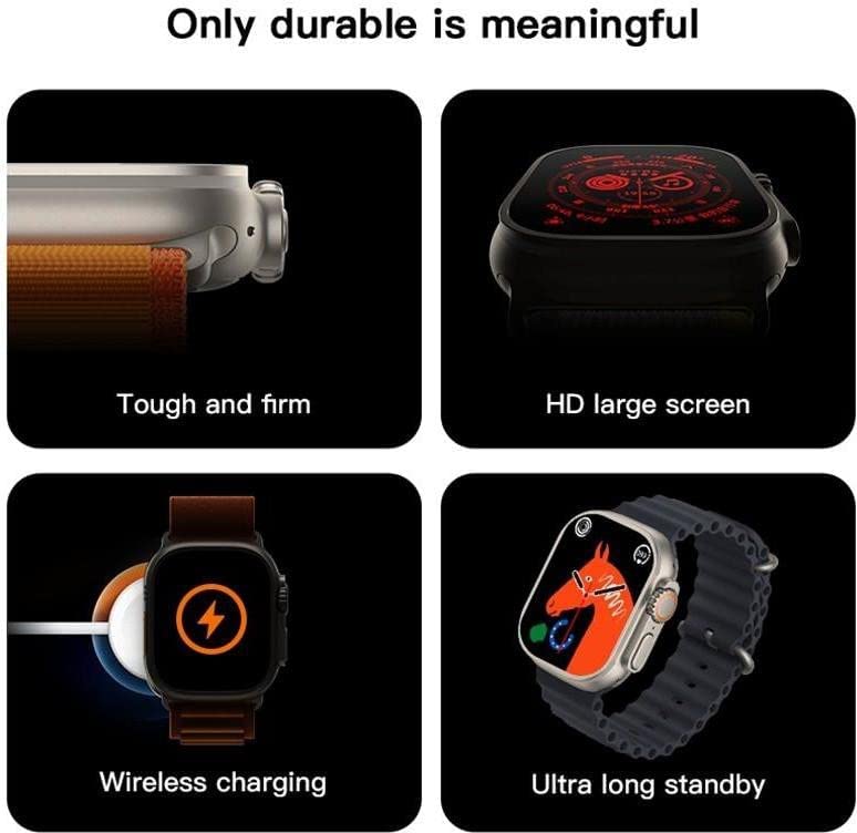 Image of IBS Ultra Seris 8 Smart Watch Men Two Watch NFC Door Unlock Smartwatch Bluetooth Call Wireless Charge Fitness Bracelet (Ultra T-800 Black)