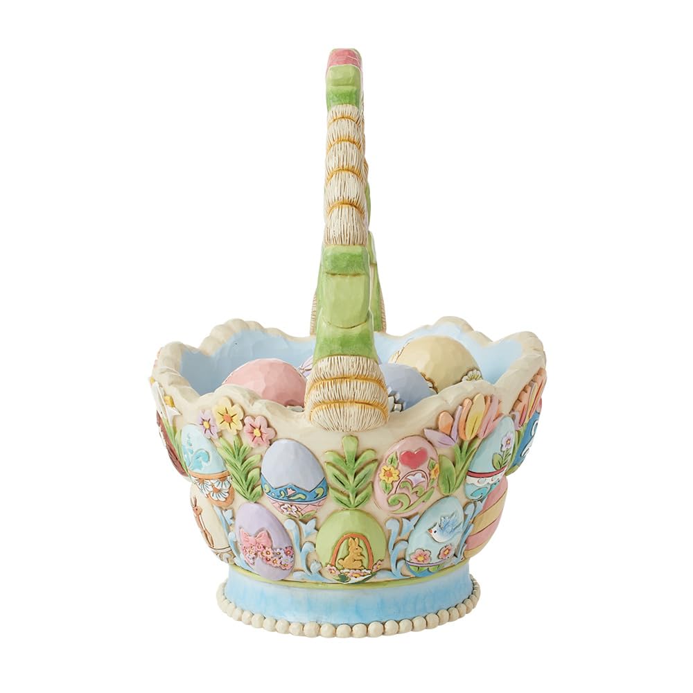 Enesco Jim Shore Heartwood Creek - Set di 5 statuette con cestino pasquale annuale e uova di Pasqua, in resina, realizzate a mano, da collezione, statuette pasquali decorative per la casa, 21 cm