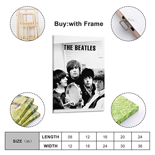 Poster décoratif sur toile The Beatles avec chanteur classique en noir et blanc – 60 x 90 cm - Les Beatles, Paul McCartney, John Lennon, RIngo Starr, George Harrison Poster décoratif sur toile The Beatles avec chanteur classique en noir et blanc - 60 x 90 cm – Image 3