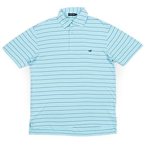 Southern Marsh Berkeley Performance Polo - Striped, Teal and Slate, Medium