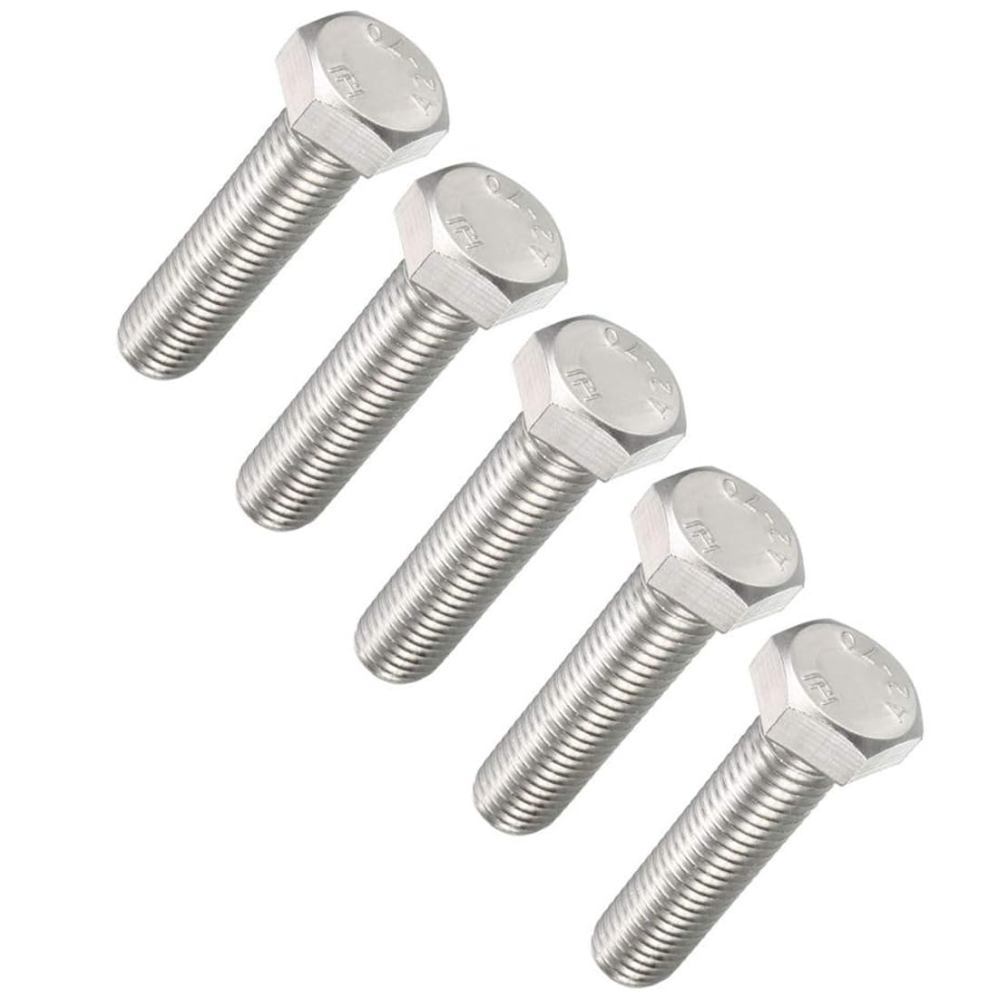 TA-VIGOR M12 x 50mm 5 Pack, 304 Stainless Steel Hex Head Bolts, Heavy Duty M12 Bolts for Automotive, Machinery, Metalwork, Construction
