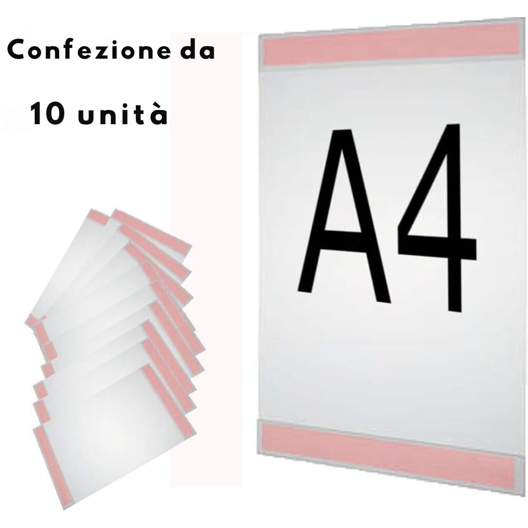 Confezione da 10 supporti A4 per poster adesivi da parete, forma a C, per proteggere poster e foto da graffi, 2 adesivi biadesivi da parete