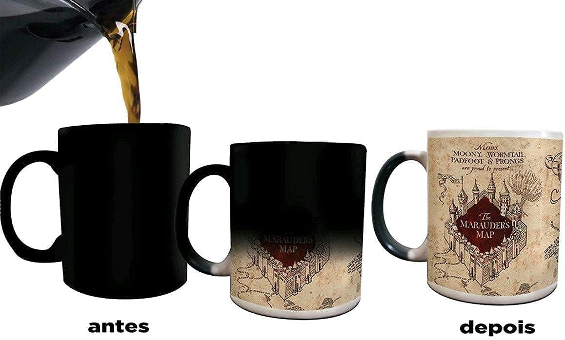 Caneca Magica Harry Potter Mapa Do Maroto 325 Ml De Porcelana Com Caixinha