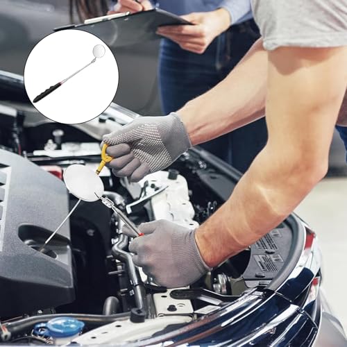 banjiabb 2 Stück Auto Inspektionsspiegel Mit Teleskopgriff,Teleskopspiegel,Inspektionsspiegel,Teleskop Spiegel,Faltbar Einziehbar Rund Teleskopspiegel Fur Techniker