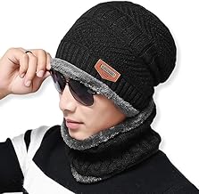 Winter Special Woolen Beanie/Skull Cap & Neck Warmer (Muffler) Combo for Winters with Faux Fur Inner Side |Warm Hat | Winter Cap for Man | Woolen Cap Men, Women & Boys