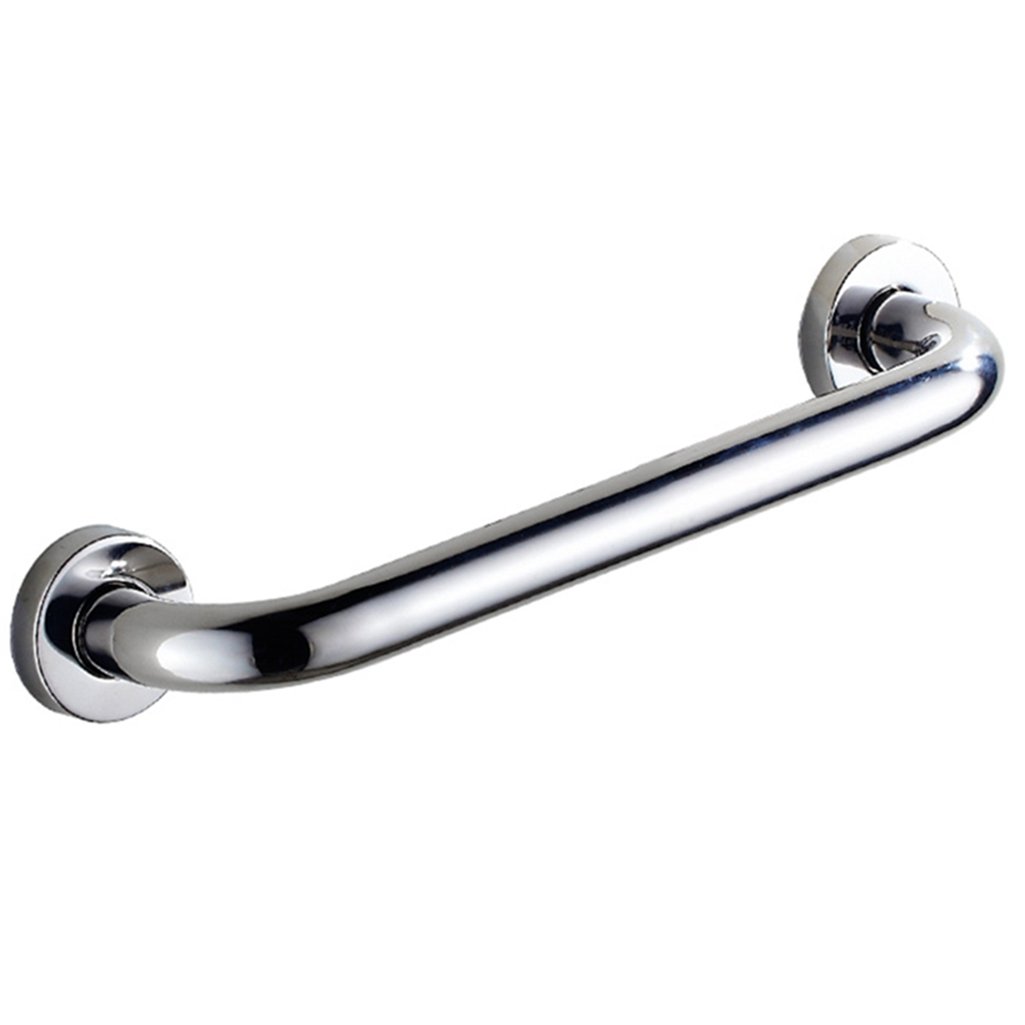 Maniglione di Sostegno in Acciaio Inox con Finitura cromata Lucida, Montaggio a Parete, per disabili e Anziani, per WC, Doccia e Bagno, Cromato - 58 cm