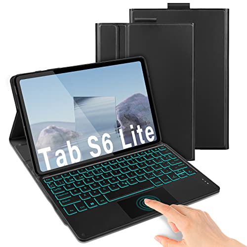 Fundas Para Tablets Funda con Teclado Bluetooth con Touchpad para Samsung Galaxy Tab S6 Lite 10.4”, 7 Colores Teclado Retroiluminado...