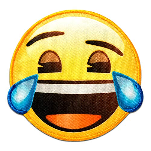 Catch the Patch Emoji lacht Tränen - (Größe: Ø 6,5 cm) Aufnäher, Bügelbilder, Aufbügler, Applikationen, Patches, Sticker zum Aufbügeln oder Aufnähen – für Kleidung, Taschen, Jacken