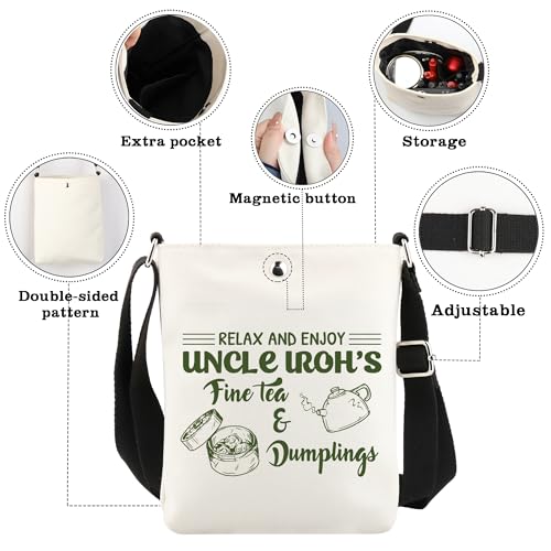 CMNIM Uncle Iroh Merchandise Relax and Enjoy Uncle Iroh's Fine Tea & Dumplings Crossbody Bag - Anime Fan Gift3