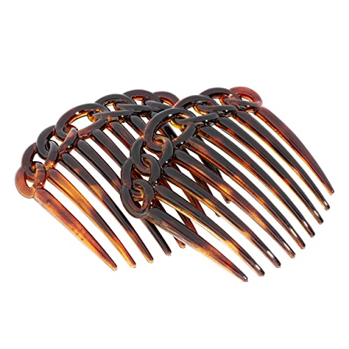 France Luxe Chain Link Side Comb Pair, Tortoise #TOP10
